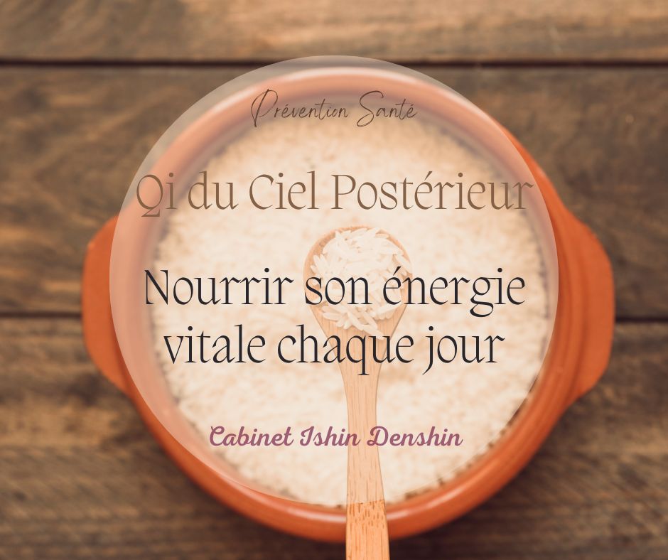 Bol de riz en terre cuite avec une cuillère en bois — illustration du Qi du Ciel Postérieur et de l'importance de nourrir son énergie vitale selon la MTC — Cabinet Ishin Denshin Montauban